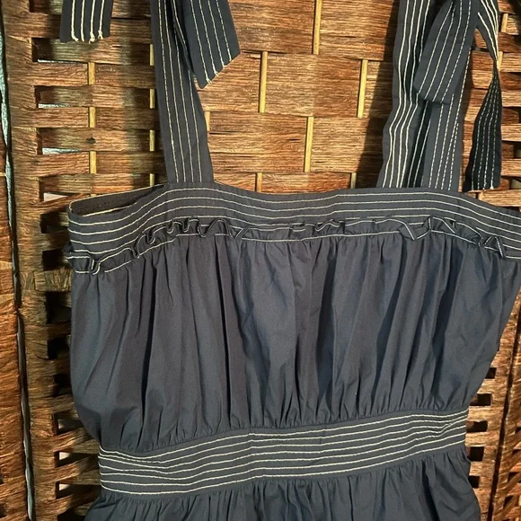 NWOT Elegant Navy Blue Sugar Lips Striped Dress - Picture 2 of 7